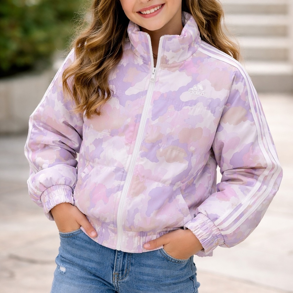 Adidas Puffer Jacket Pink and Purple Cozy Style - Picture 11 of 11